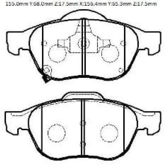 TOYOTA AVENSIS- 98/00; ÖN FREN BALATASI 1,6/1,8/2,0 (DİSK) (155X71,1X17,5/15 6,4X68,4X17,5) (DAI