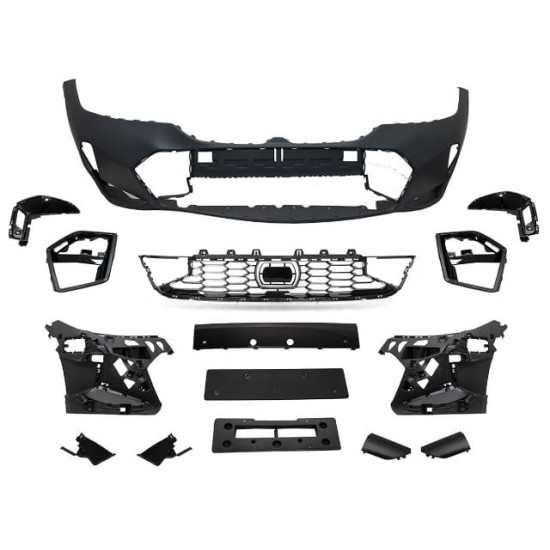 BMW 3 SERI- G20- 23/24; ÖN TAMPON (IZGARALI/BRAKETLİ/PLAKA PLASTİKLİ) (15 PARÇA) (M-TECH)