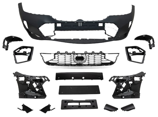 BMW 3 SERI- G20- 23/24; ÖN TAMPON (IZGARALI/BRAKETLİ/PLAKA PLASTİKLİ) (15 PARÇA) (M-TECH)