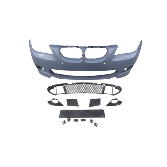 BMW 5 SERI- E60- 04/07; ÖN TAMPON (IZGARALI//PLAKA PLAST.)SEN.DELİKLİ 18MM/F.YIK.LI) (M-TECH) ASTARL - Yedek Parça | Parça Dükkanda
