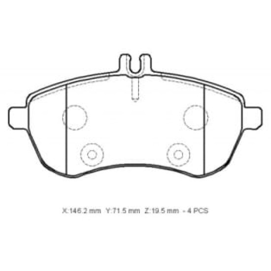 MERCEDES C CLASS- W204- 11/13; ÖN FREN BALATASI (KABLOSUZ)(DİSK) (146.2X71.5X19.5)(BRAMAX)