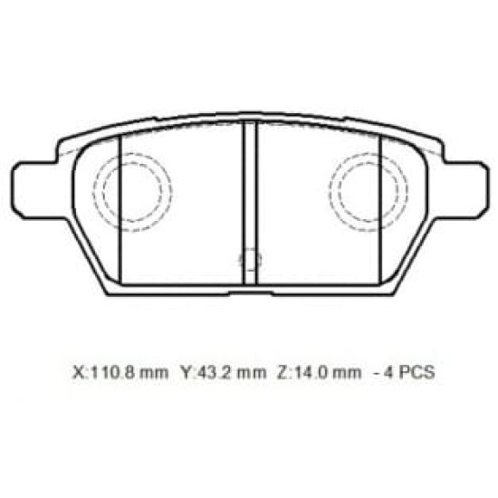 MAZDA 6- SD- 03/06; ARKA FREN BALATASI 2,0/2,3 (DİSK)(110,8X42X14)(BRAMAX)
