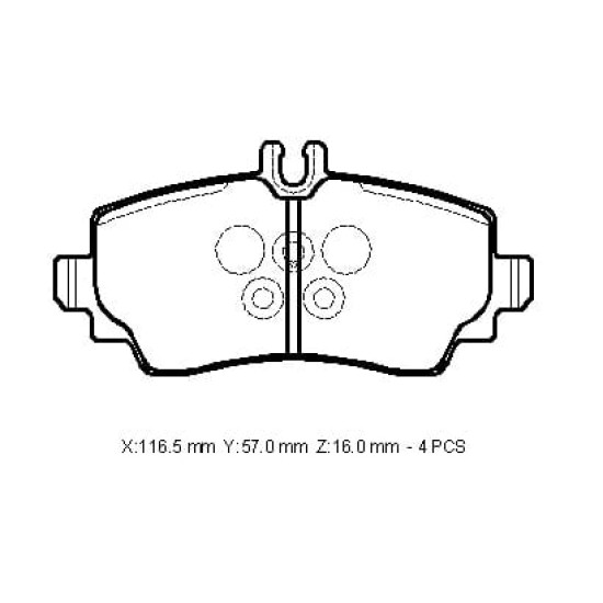 MERCEDES A CLASS- W168- 98/04; ÖN FREN BALATASI (KABLOSUZ)(DİSK)(116,43X57,55X16,85)(BRAMAX) - Yedek Parça | Parça Dükkanda