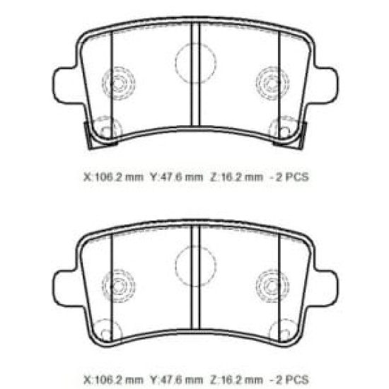 OPEL INSIGNIA- 09/17; ARKA FREN BALATASI 1,4/1,6/1,8/2,0 (DİSK)(106,4X47,4X17,3)(BRAMAX)
