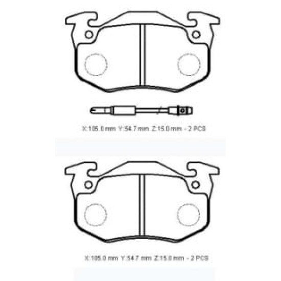RENAULT TWINGO- 01/02; ÖN FREN BALATASI (2 KABLOLU)(DİSK)(105X54,7X15) (BRAMAX) - Yedek Parça | Parça Dükkanda