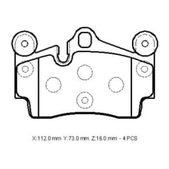 PORSCHE CAYENNE- 03/10; ARKA FREN BALATASI 3,2/3,6/4,5 (KABLOSUZ)(DİSK)(112x73x16) (BRAMAX)