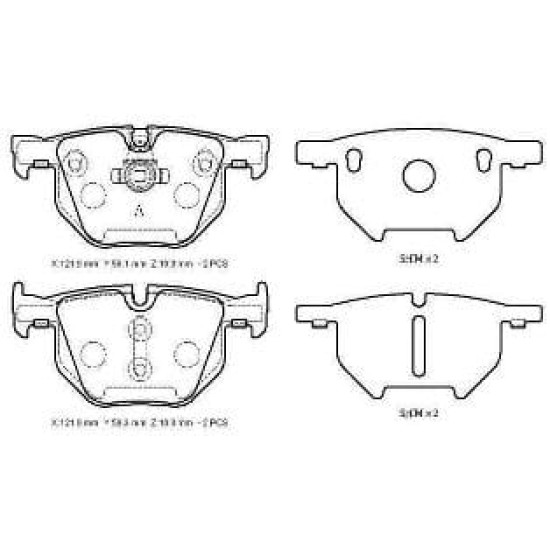BMW 5 SERI- E60- 04/10; ARKA FREN BALATASI (KABLOSUZ)(DİSK)(121.9X58.1X16.3/12;1.9X59.3X16.3)BRA