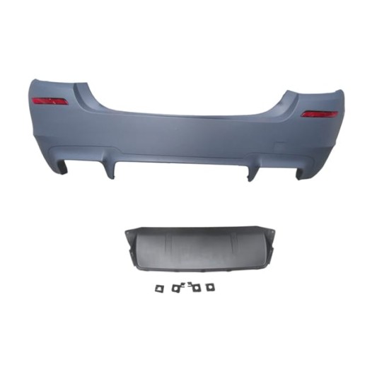 BMW 5 SERI- F10- 10/16; ARKA TAMPON KOMPLE ASTARLI (ÇİFT EGZ.DELİKLİ/KARLIKLI/REFLEKTÖRLÜ) M5 LCI - Yedek Parça | Parça Dükkanda