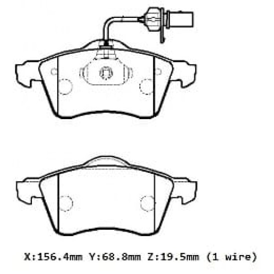 VOLKSWAGEN TRANSPORTER- T4- 02/03; ÖN FREN BALATASI 1,9/2,4/2.5(KABLOLU)DİSK)156,4X68,8X19,90)BRAMAX - Yedek Parça | Parça Dükkanda