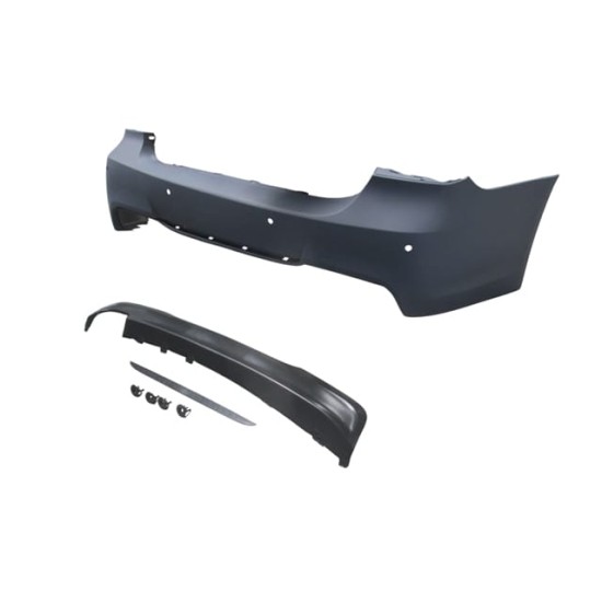 BMW 3 SERI- E90- 05/11; ARKA TAMPON ASTARLI (SENSÖR DELİKLİ/KARLIKLI/TEK EGZOSLU/ÇEK.KAPAKLI) M-TECH - Yedek Parça | Parça Dükkanda