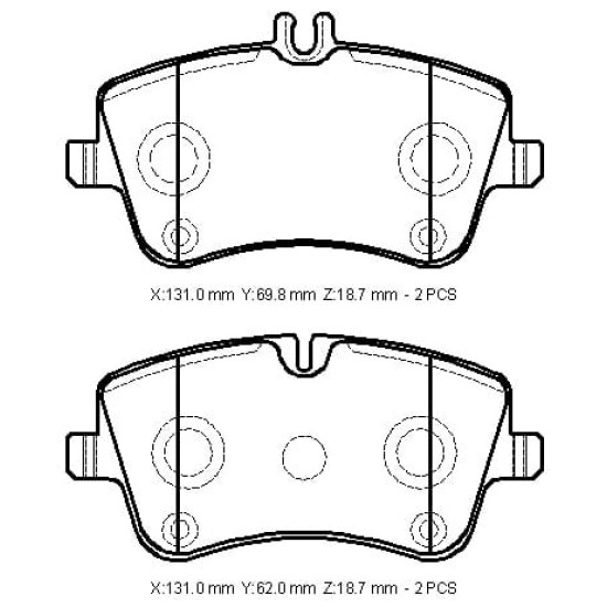 MERCEDES C CLASS- W203- 00/07; ÖN FREN BALATASI (KABLOSUZ)(DİSK)(131X69,8X18,7/131X62X18,7)(FMK)