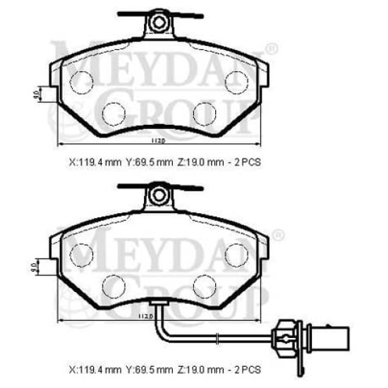 VOLKSWAGEN PASSAT- B5- 01/05; ÖN FREN BALATASI 1,6/1,8/1,9TDI(2KABLOLU)(DİSK)(119,4X69,5X19)(BRAMAX) - Yedek Parça | Parça Dükkanda