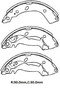 HYUNDAI GETZ- 03/05; ARKA FREN PABUCU (ABS SİZ)(90X30) (DAIWA) HYUNDAI GETZ- 03/05; ARKA FREN PABUCU (ABS SİZ)(90X30) (DAIWA)