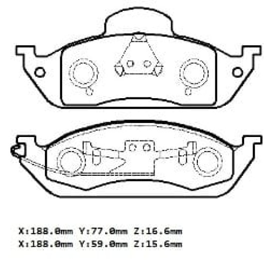 MERCEDES ML CLASS- W163- 98/05; ÖN FREN BALATASI (KABLOSUZ)(188X77X16,6/18 8X59X15.6)(BRAMAX) - Yedek Parça | Parça Dükkanda
