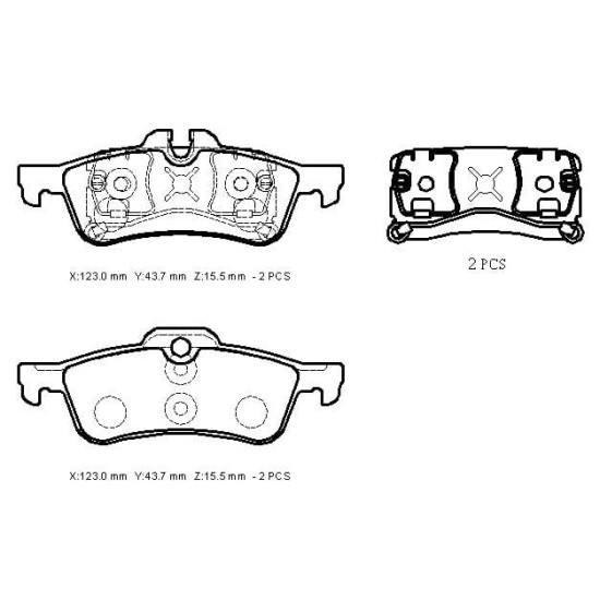 MINI COOPER- 05/07; ARKA FREN BALATASI (KABLOSUZ)(DİSK)(123X43,8X15,5/123X44,3X15,5) (BRAMAX) - Yedek Parça | Parça Dükkanda
