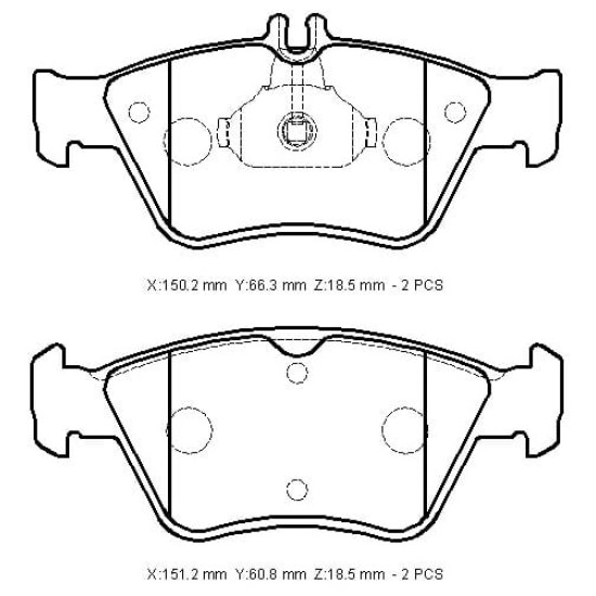 MERCEDES E CLASS- W210- 96/99; ÖN FREN BALATASI (KABLOSUZ)DİSK)150,2X66,3X18,5/151,2X60,8X18,5)B - Yedek Parça | Parça Dükkanda