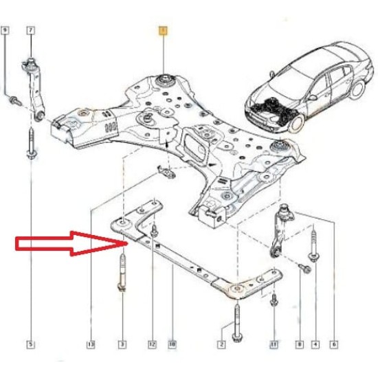 RENAULT FLUENCE- 09/16; MOTOR BEŞİĞİ ÖN TRAVERSİ (BEŞİK) - Yedek Parça | Parça Dükkanda